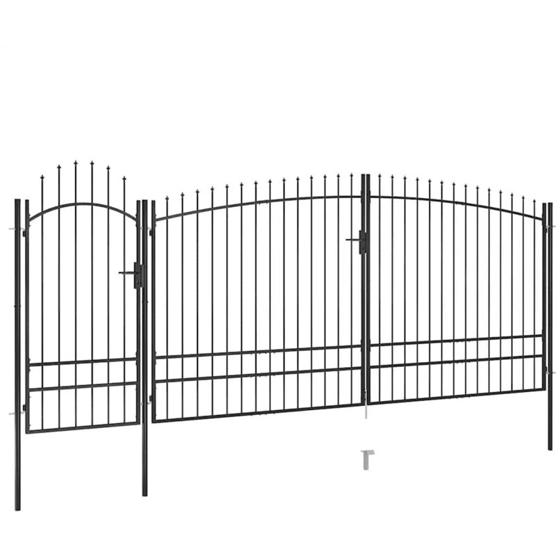 

Puerta de valla de jardín con punta de lanza 5x2,45 m negro - Negro - Vidaxl
