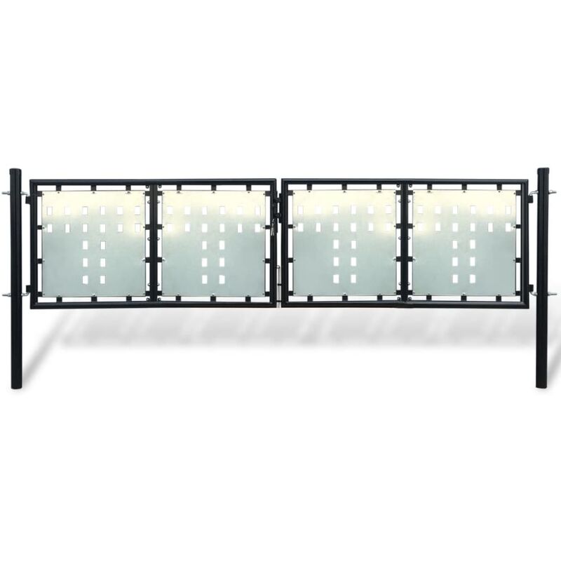 

Puerta de valla de jardín negra 300x125 cm