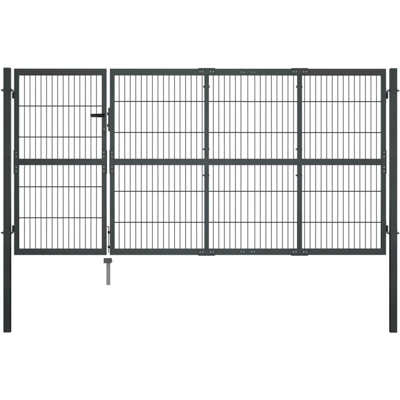 

Puerta de valla de jardin con postes acero antracita 350x120 cm