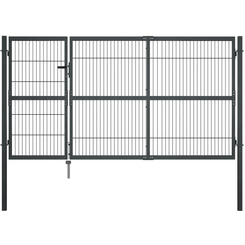 

Puerta de valla de jardin con postes acero antracita 350x140 cm
