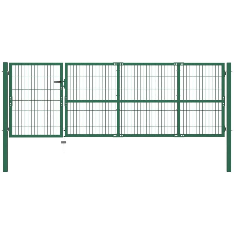 

Puerta de valla de jardín con postes acero verde 350x100 cm - Verde