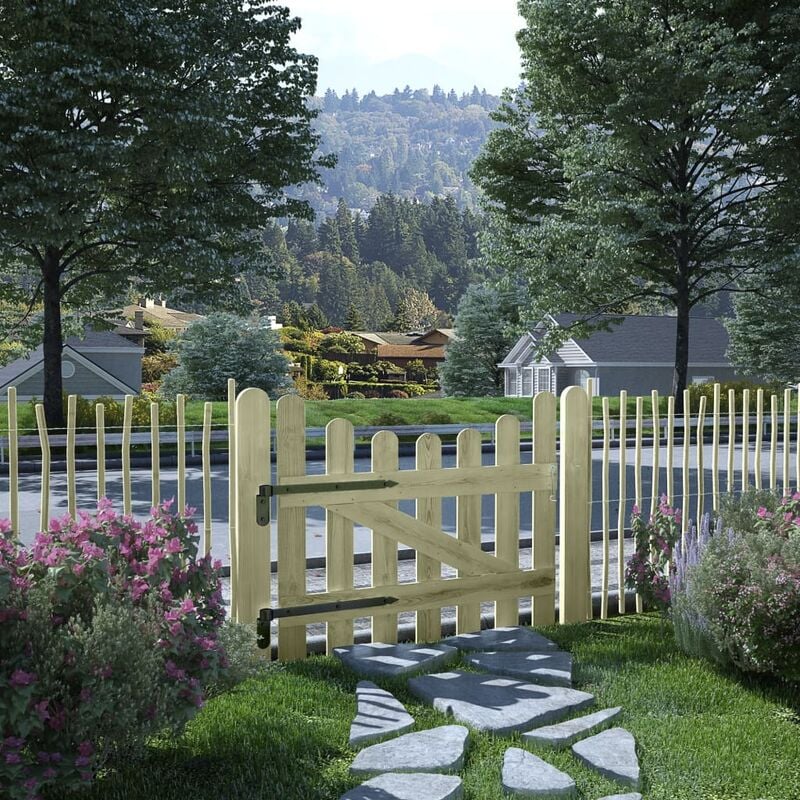 

Puerta de valla de madera de pino impregnada 100x80 cm