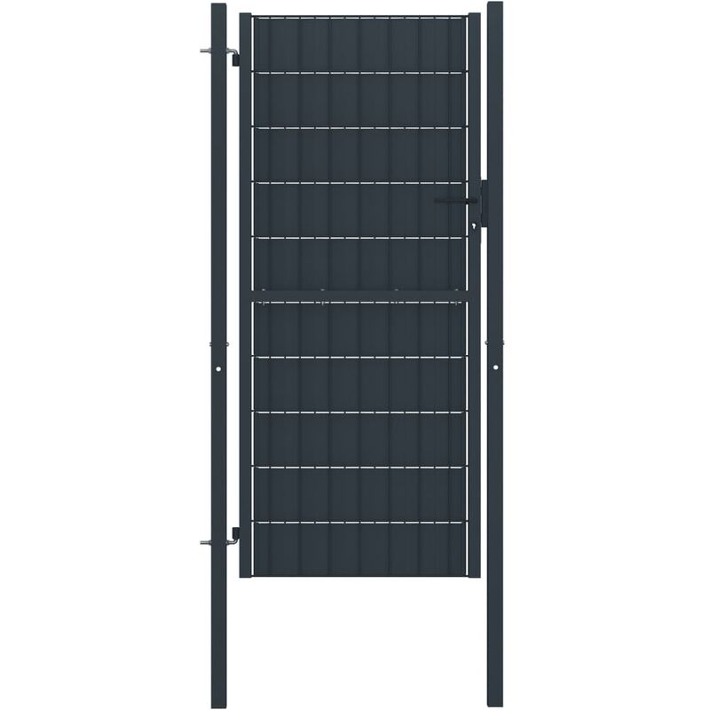 

Puerta de valla de PVC y acero gris antracita 100x124 cm
