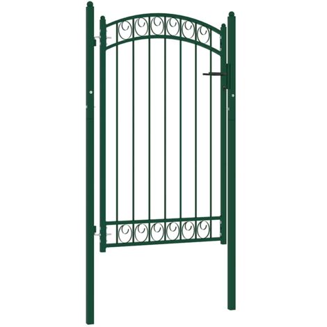 Puerta de valla EMMEN con arco superior de acero, 100x106 cm, verde vidaXL