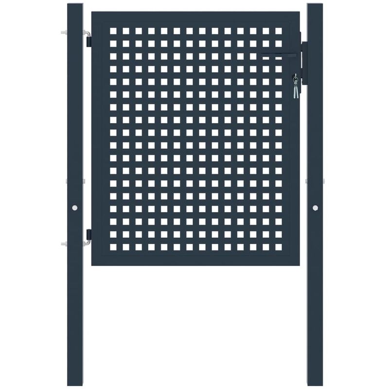 

Puerta de valla gris antracita acero 102x125 cm