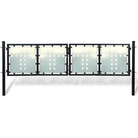 Puerta de valla individual negra de 300x100 cm