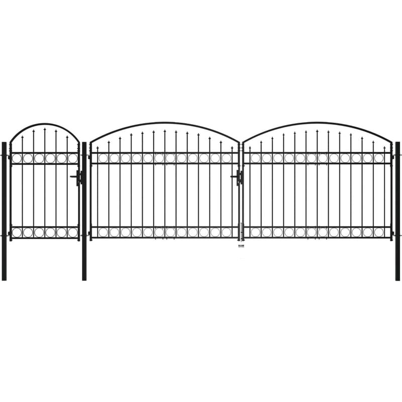 

Puerta de valla jardín con arco superior acero negro 2x5 m - Negro - Vidaxl