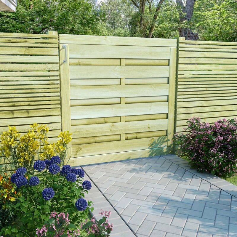 

Puerta de valla madera de pino impregnada verde 100x100 cm