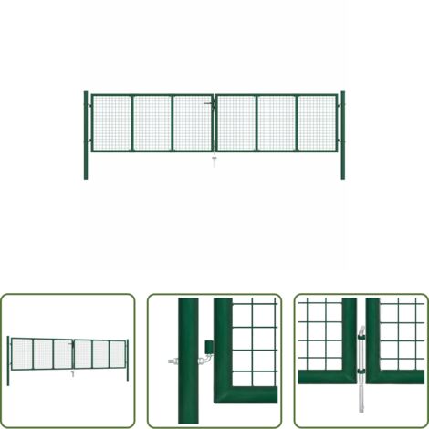 Puerta de valla - Puerta de jardín de malla de acero 400x75 cm Verde