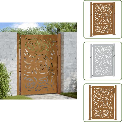 Puerta de valla - vidaXL Puerta de jardín 100x125 cm de acero corten con diseño de llamas - Diseño recortado a láser