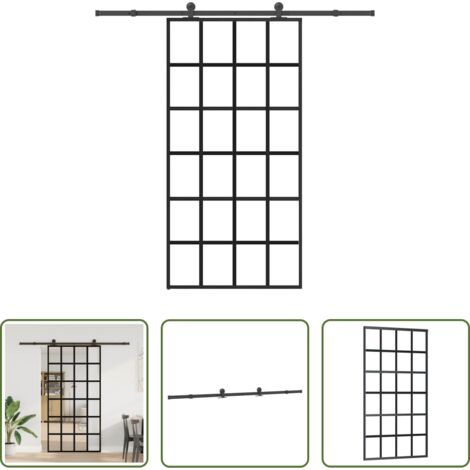 Puerta de vidrio -  Puerta corredera con herrajes 102x205 cm ESG vidrio y aluminio