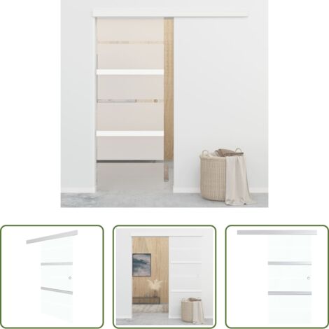 Puerta de vidrio -  Puerta corredera con tope suave vidrio ESG y aluminio 76x205 cm