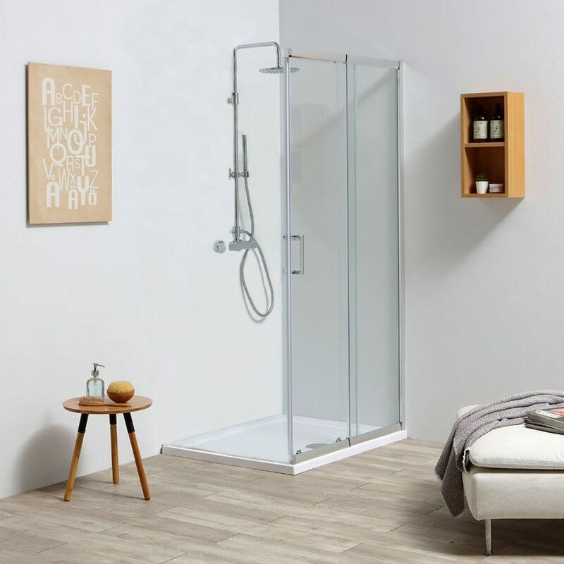 

Puerta De Vidrio Templado De 4 Mm Para Cabina De Ducha Extensible Cm 90-100