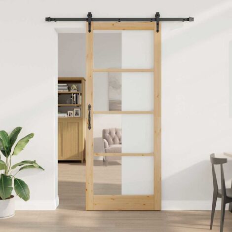 Puerta Deslizante Manual Marrón 83 x 232 cm Madera y metal vidaXL