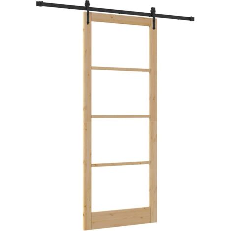 Puerta Deslizante Manual Marrón 93 x 232 cm Madera y metal vidaXL