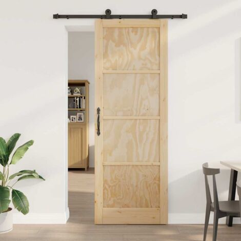 Puerta Deslizante Manual ORKDAL Natural y negro 83 x 232 cm vidaXL