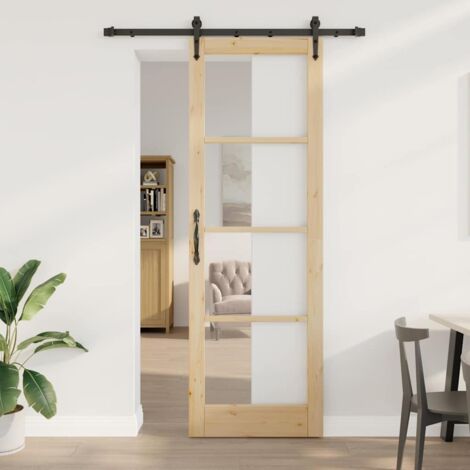Puerta Deslizante ORKDAL Marrón 78 x 232 cm Madera y metal vidaXL
