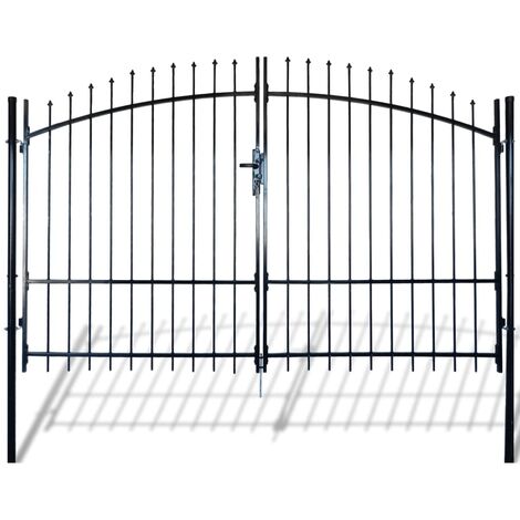 Puerta doble para valla con puntas de lanza 300x225 cm