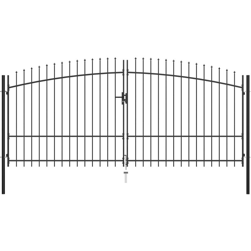 

Puerta doble para valla con puntas de lanza 400x225 cm - Negro