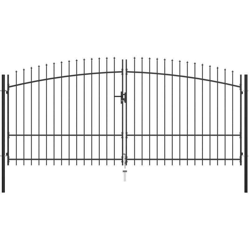 

Puerta doble para valla con puntas de lanza 400x225 cm - Negro - Vidaxl