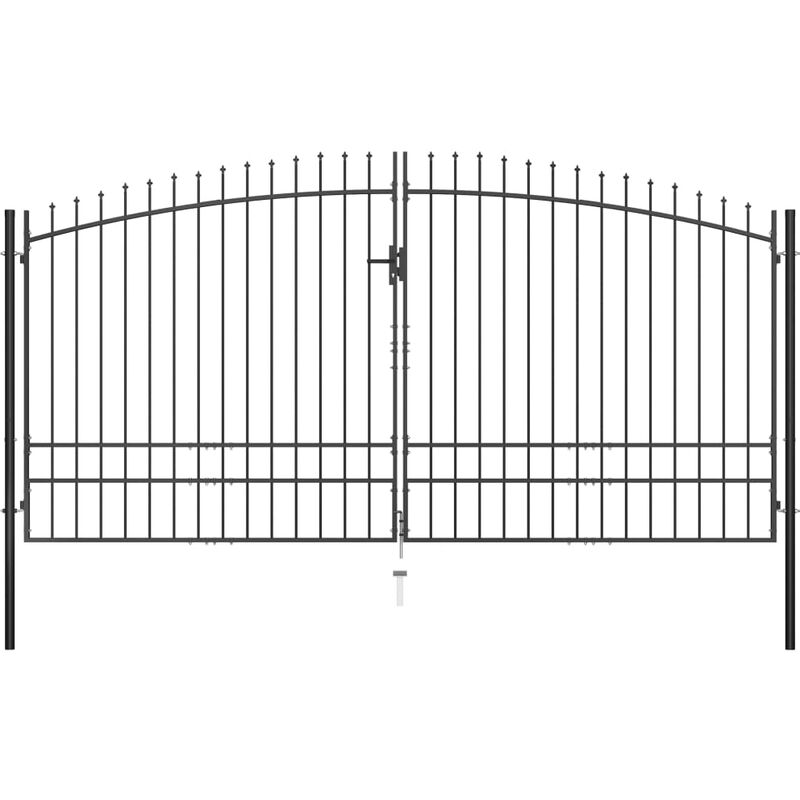 

Puerta doble para valla con puntas de lanza 400x248 cm - Negro