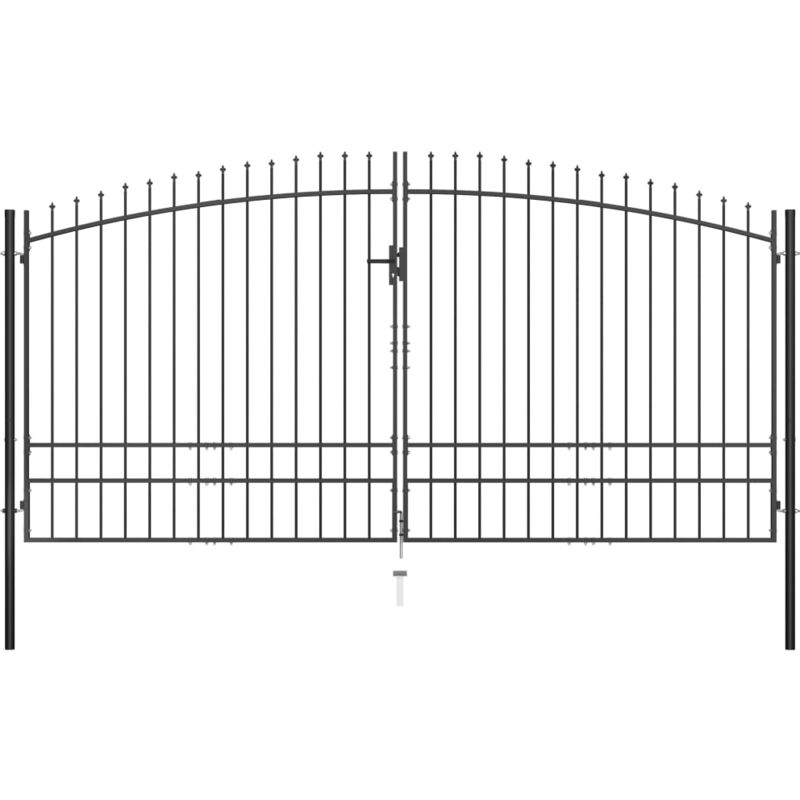 

Puerta doble para valla con puntas de lanza 400x248 cm - Negro - Vidaxl