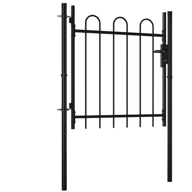 

Puerta individual para valla con puntas de aro 100x75 cm - Negro - Vidaxl
