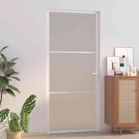 Puerta interior de vidrio y aluminio  mate 93x201,5 cm