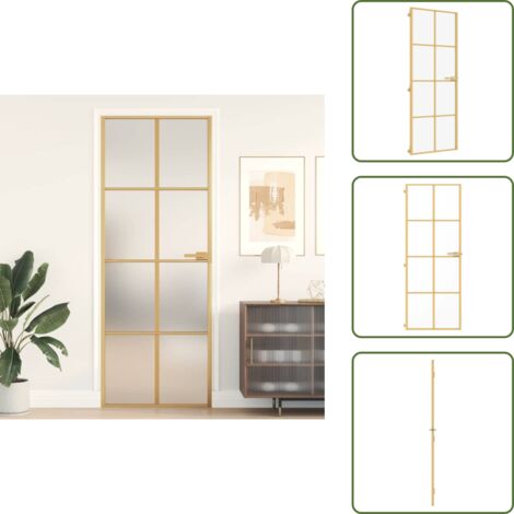 Puerta interior moderna - vidaXL Puerta de interior dorada vidrio templado y aluminio 76x201,5cm - Puerta interior con privacidad