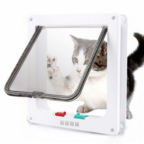 Puerta magnética para mascotas con cerradura, puerta para mascotas, adecuada para perros, gatitos, apertura de puerta de plástico ABS