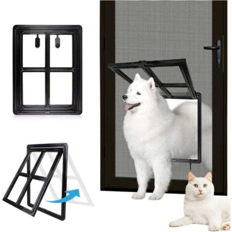 Puerta mosquitera para mascotas- Fácil acceso - Casa/jardín - 35x45cm, formato grande, para perros/gatos - Dueños de mascotas