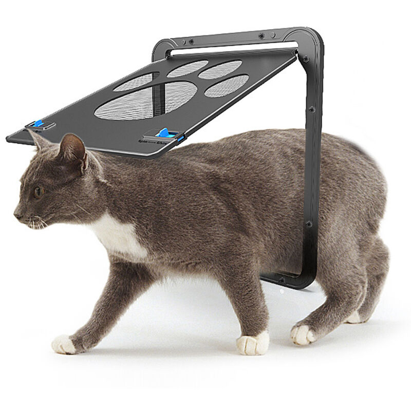 

Puerta mosquitera para mascotas, puerta para gatos, puerta corrediza para mascotas, con cerradura de solapa magnetica automaticamente, para gatos