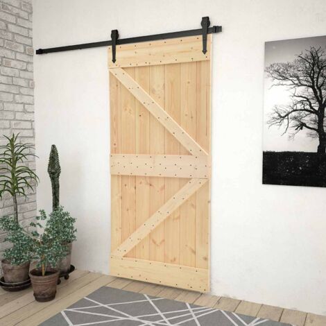 Puerta  Natural 90 x 210 cm Madera de Pino Sólido