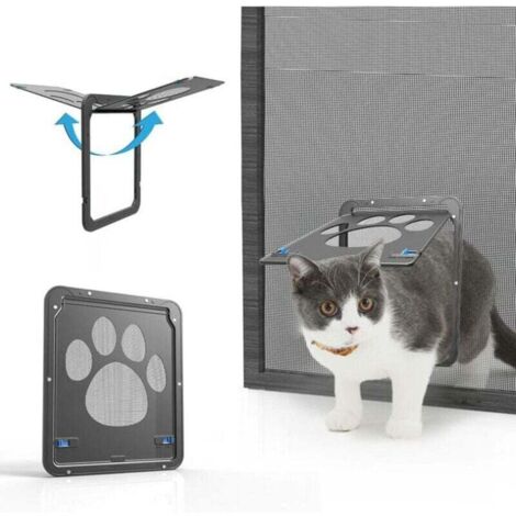Puerta para gatos con mosquitera para perros Puerta para gatos Puerta para mascotas con cerradura de fácil instalación (29 cm x 24 cm)
