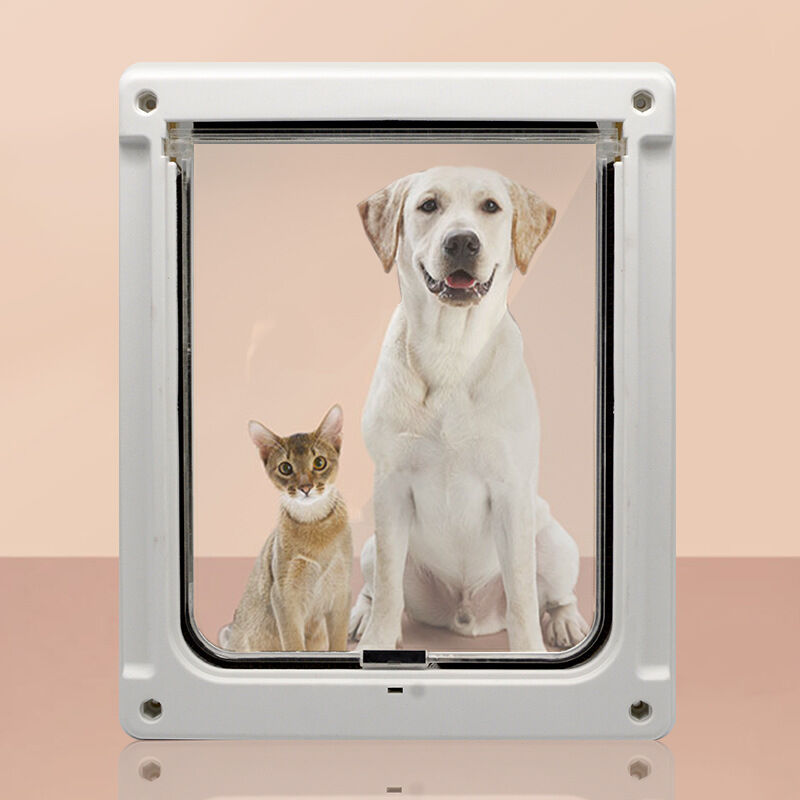 

Puerta para gatos y perros pequeños con sistema magnético, blanca