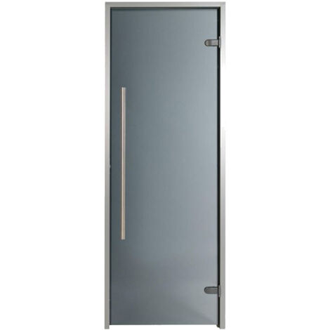Puerta para Hammam premium 100 x 190 cm paso para silla ( persona en estado de discapacidad) manija vertical color gris teñido