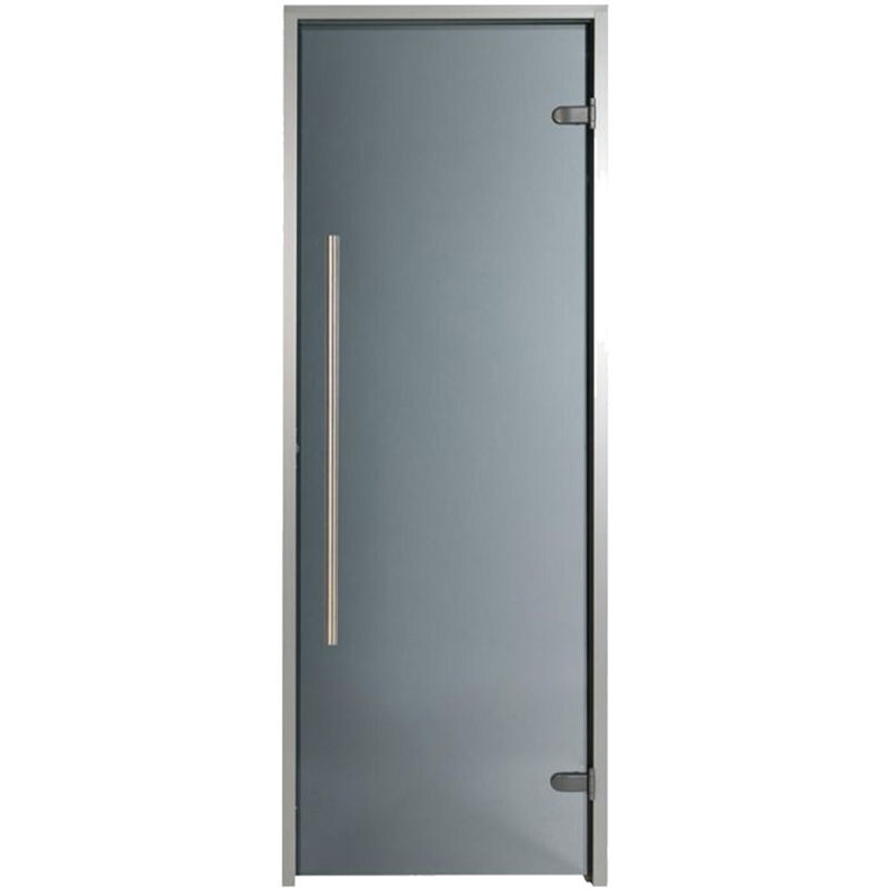 Desineo - Puerta para Hammam premium 80 x 190 cm gris mango vertical vidrio templado de 8mm vidrio de seguridad