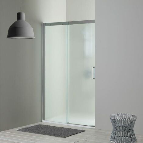 PUERTA PARA NICHO DE DUCHA CON PUERTA FIJA A LA IZQUIERDA Y CRISTAL OPACO DE 140 CM