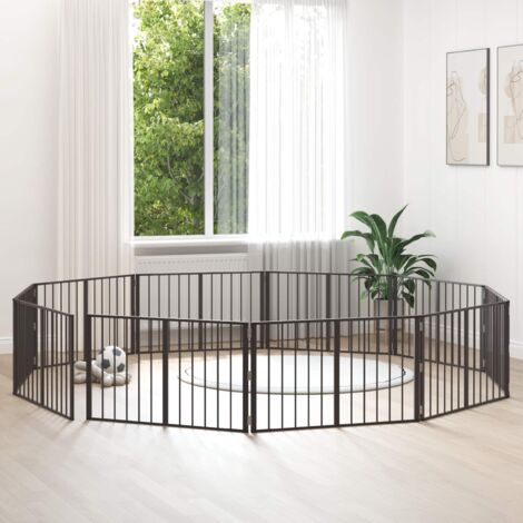 Puerta para perros 10 pcs Negro 100 x 60 cm Acero Galvanizado