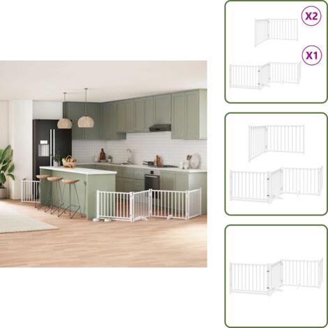 Puerta para perros blancos - vidaXL Puerta de perros plegable 8 paneles madera álamo blanca 640 cm - Puerta para perros de álamo