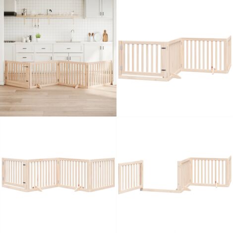 Puerta para perros con puerta plegable de 4 paneles, 320 cm, madera de álamo - Puerta plegable - Puerta de madera