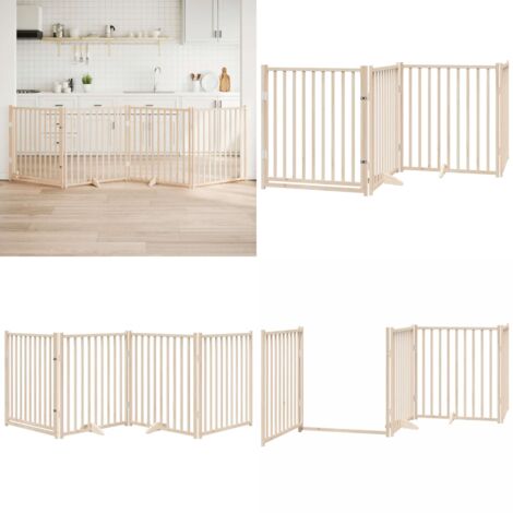 Puerta para perros con puerta plegable de 4 paneles, 320 cm, madera maciza de abeto - Puerta plegable - Puerta de madera