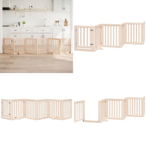 Puerta para perros con puerta plegable de 6 paneles, 300 cm, madera de álamo - Puerta plegable - Puerta de madera
