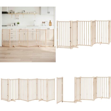 Puerta para perros con puerta plegable de 6 paneles, 300 cm, madera maciza de abeto - Puerta plegable - Madera maciza