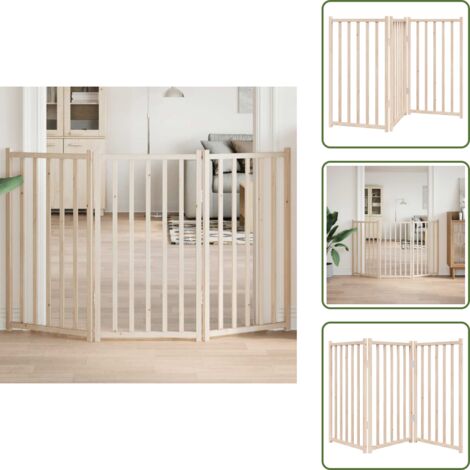 Puerta para perros de 3 paneles - vidaXL Puerta para perros plegable de 3 paneles, 150 cm, madera maciza de abeto - Puerta para perros de abeto