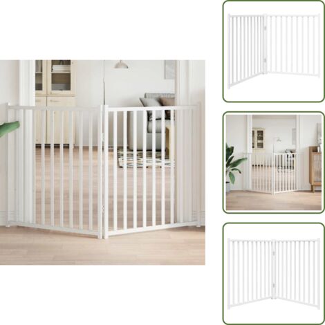 Puerta para perros de abeto - vidaXL Puerta de perros plegable 2 paneles madera abeto blanco 160 cm - Puerta para perros blanca