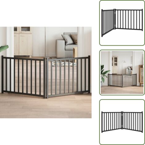Puerta para perros de abeto - vidaXL Puerta de perros plegable 2 paneles madera abeto negro 160 cm - Puerta para perros negra