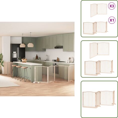 Puerta para perros de álamo - vidaXL Puerta para perros plegable 10 paneles madera de álamo 800 cm - Puerta para perros con cerradura