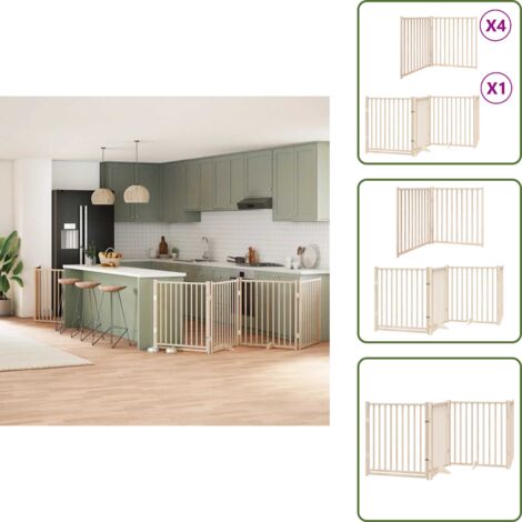 Puerta para perros de álamo - vidaXL Puerta para perros plegable 12 paneles madera de álamo 960 cm - Puerta para perros con cerradura