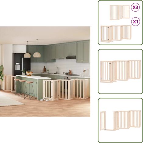 Puerta para perros de álamo - vidaXL Puerta para perros plegable 15 paneles madera de álamo 750 cm - Puerta para perros con cerradura